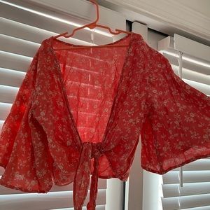 Billabong tie in front, pink flare shirt